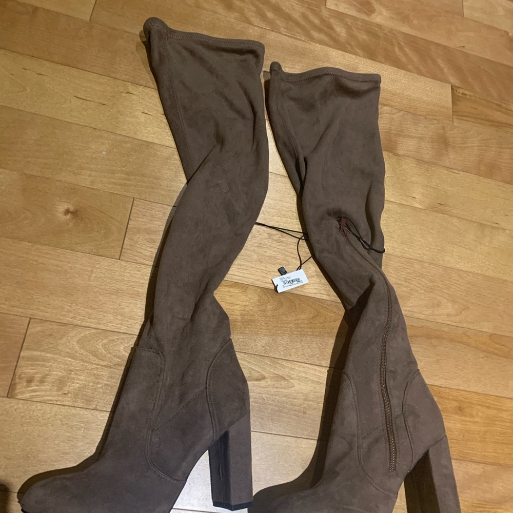 Over the knee suede boots.  Size 7